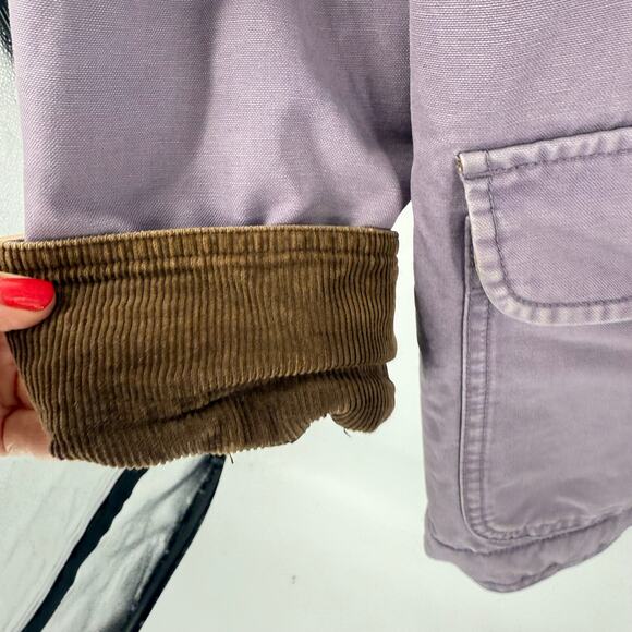 Vintage L.L. Bean Sherpa Lined Utility Chore Jacket Lavender Button Front Sz XS - Picture 6 of 8